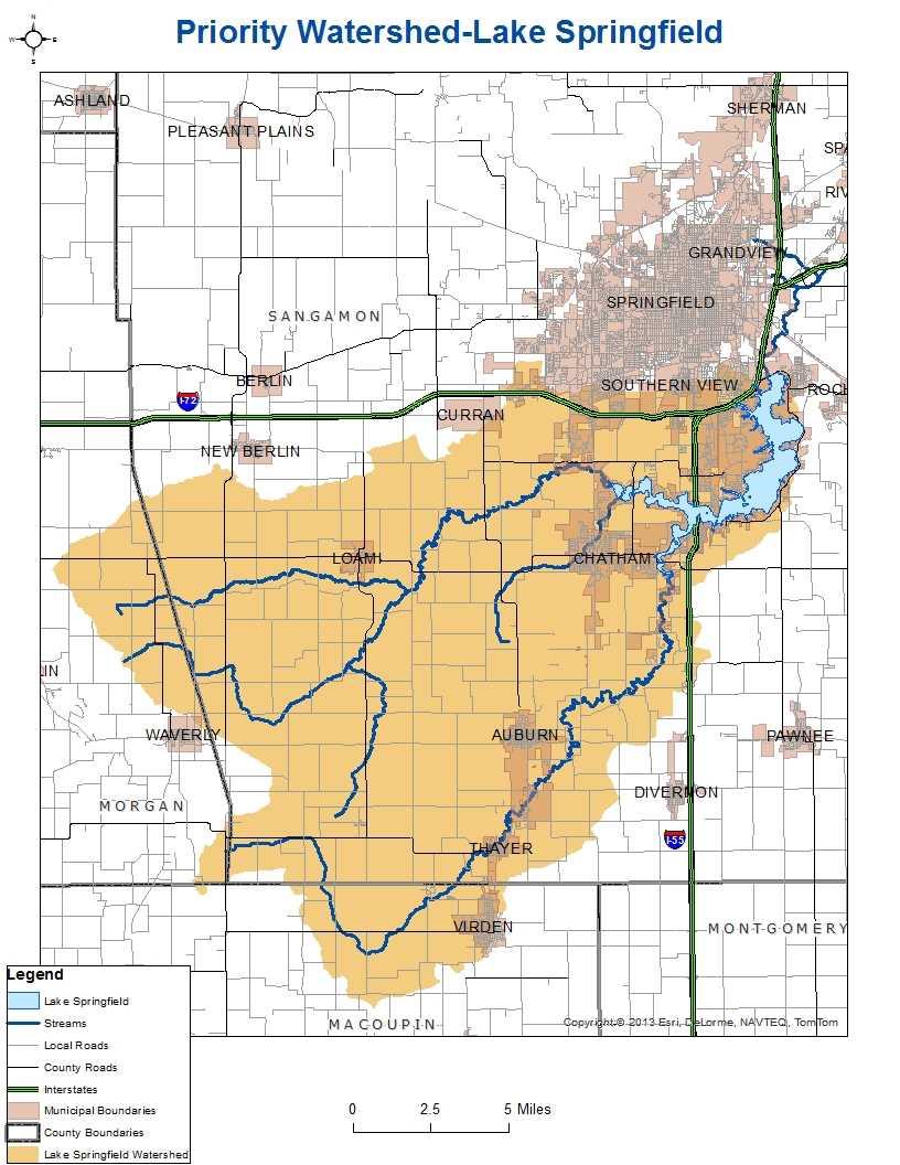 Lake Springfield Watershed Map